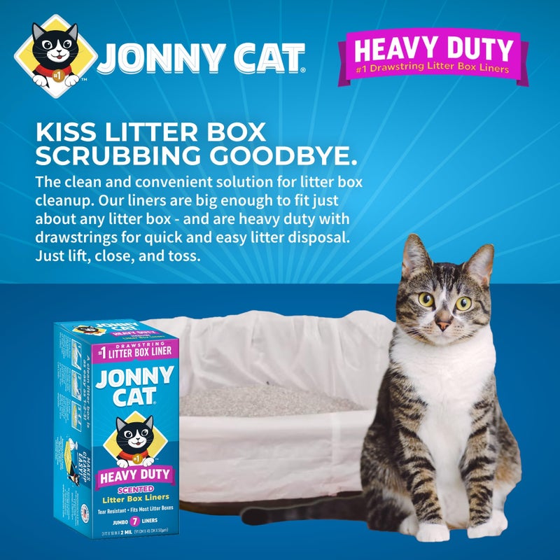 Jonny Cat Litter Box Liners: Fresh Scent - Heavy Duty - Tear & Leak Resistant - Drawstring Close - Jumbo, 7 Count - Image 4